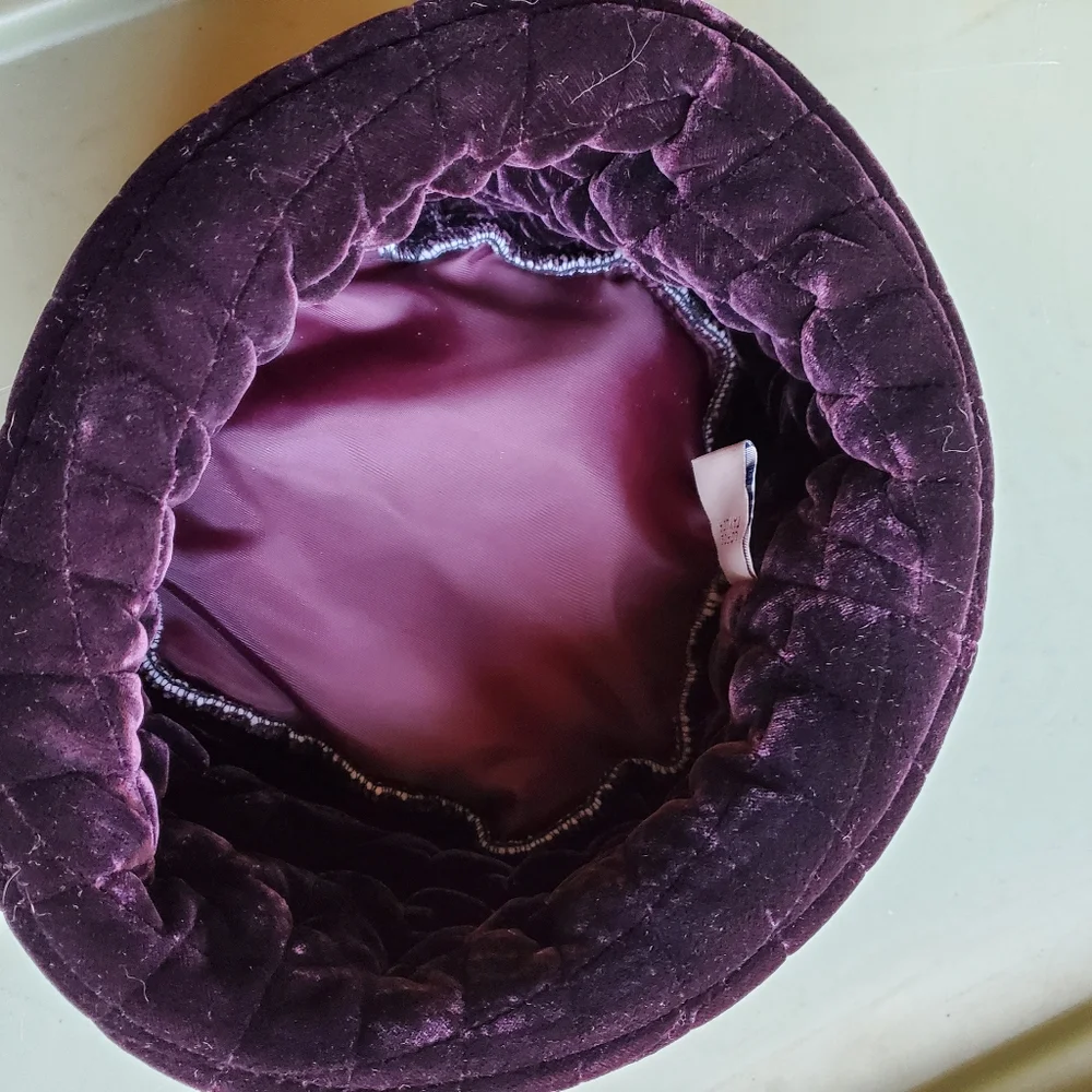 Vintage Lord & Taylor Purple Quilted Look Silk & Viscose Hat Made in Italy